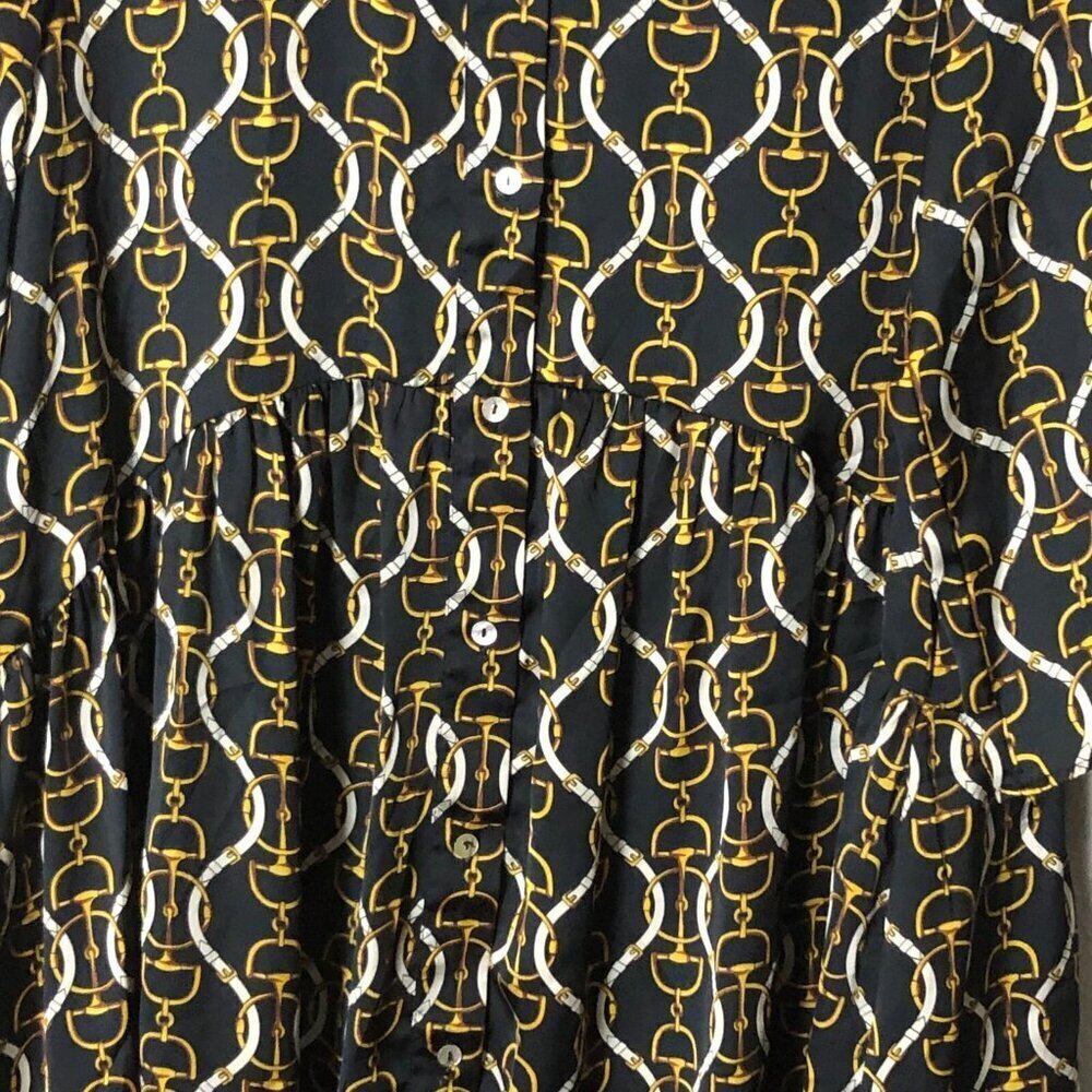 ZARA Equestrian Drop Waist Dress Top Women's size S Black Gold Horse Bit NEW - Picture 7 of 11